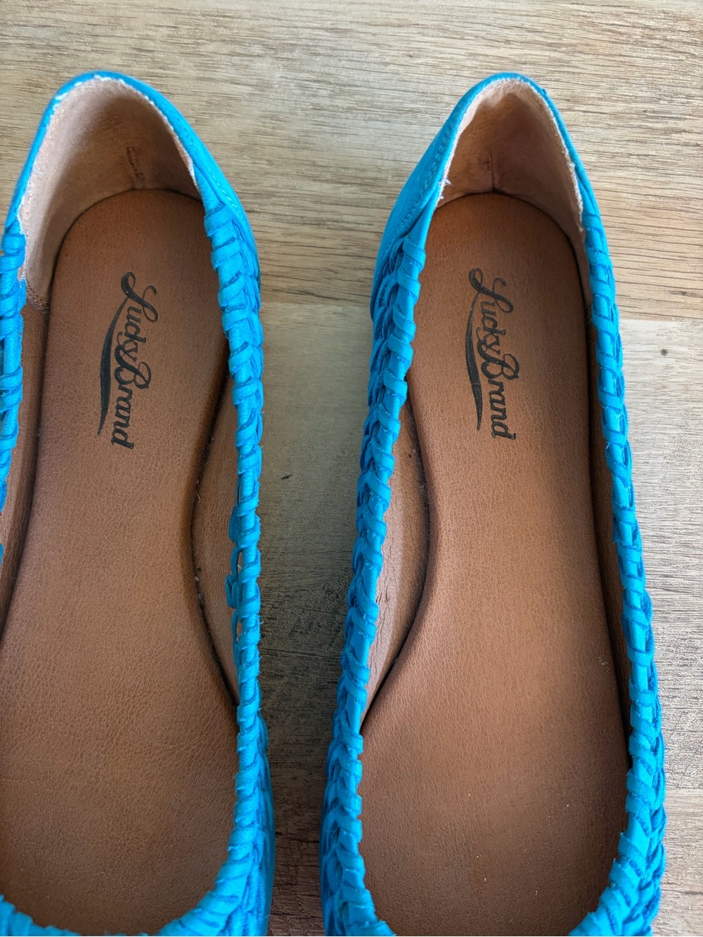 Lucky Brand Flats Women’s Size 7 PHOENE Blue Slip-on‎ Leather Woven Shoes - Picture 10 of 10